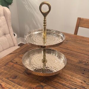 Elegant Silver Two-Tier Serving Tray